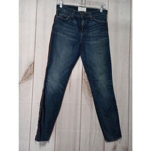 Current‎ Elliott Highwaist Stiletto Townie Jeans Velvet Stripe Raw Hem 26